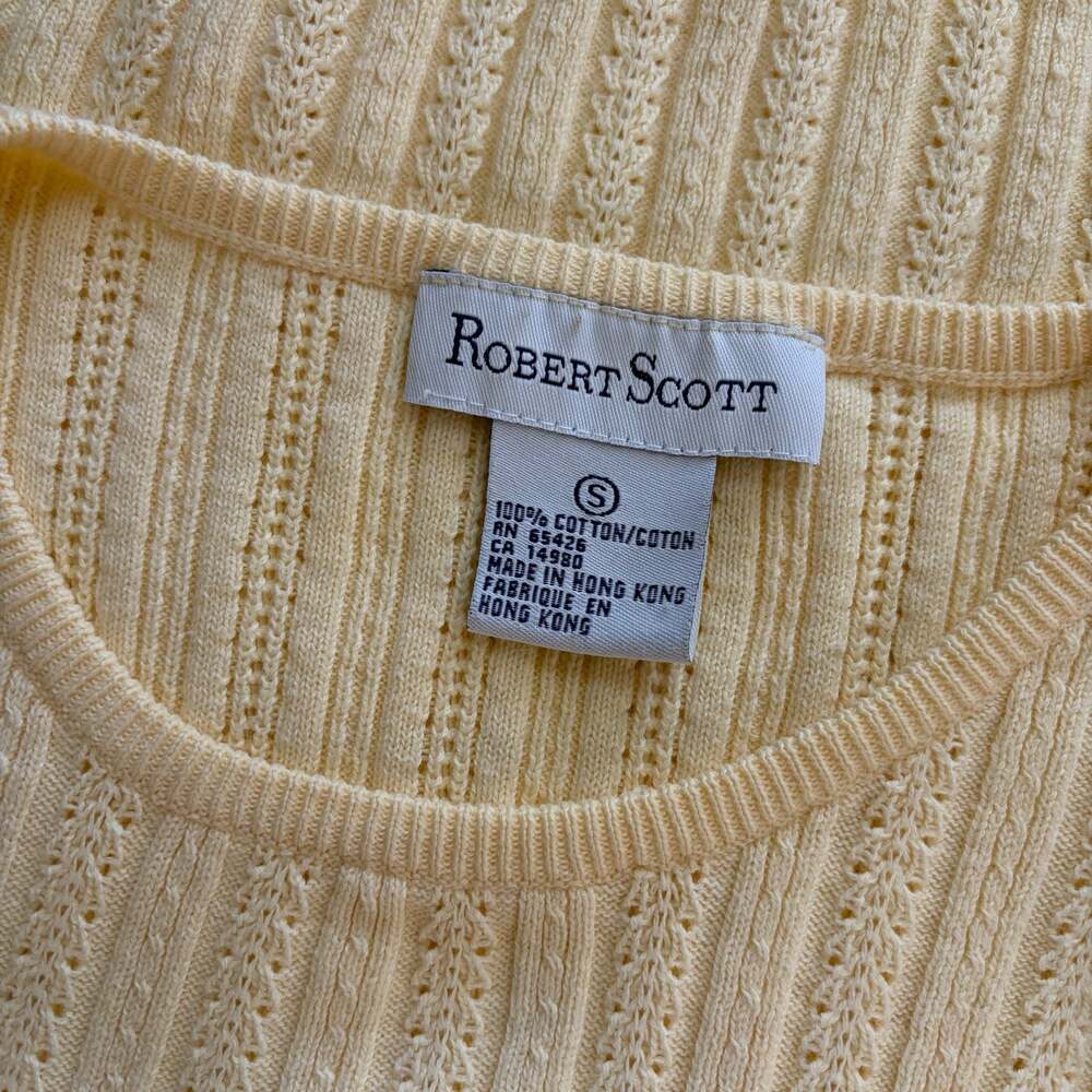Vintage 100% Cotton Ribbed Short-Sleeve Knit Sweater Top S - Picture 5 of 5